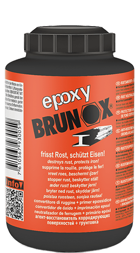 Brunox epoxy, soluție pe bază de rășină epoxidică, brevetată 2 în 1: anticoroziune și grunduire