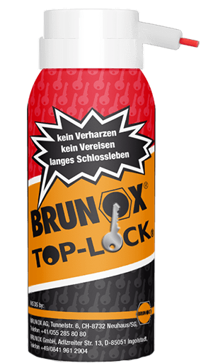 Brunox Top-Lock, spray pentru încuietori și balamale ce lubrifiază și protejează inclusiv la temperaturi extreme de -54°C