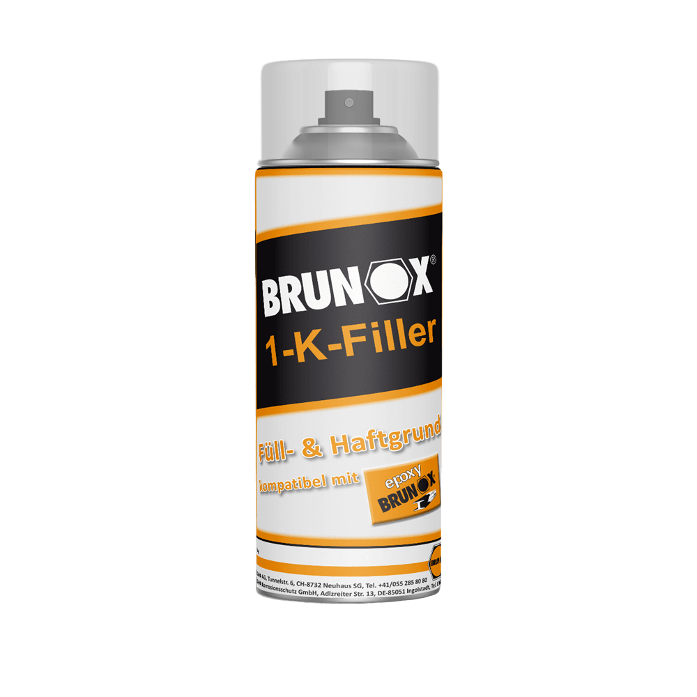 BRUNOX 1-K-Filler, grund ce poate fi folosit pe toate suprafețele metalice ca substrat/umplutură pentru nivelarea suprafeței